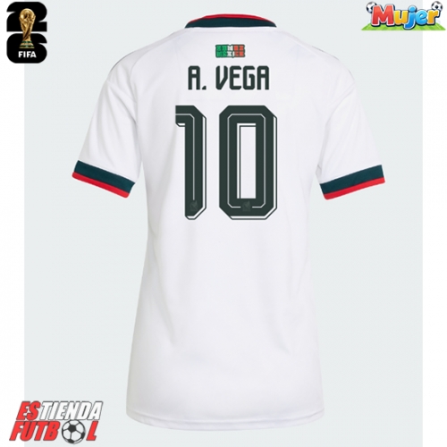 México Alexis Vega #10 Segunda Equipación Mujer Mundial 2026 Manga Corta